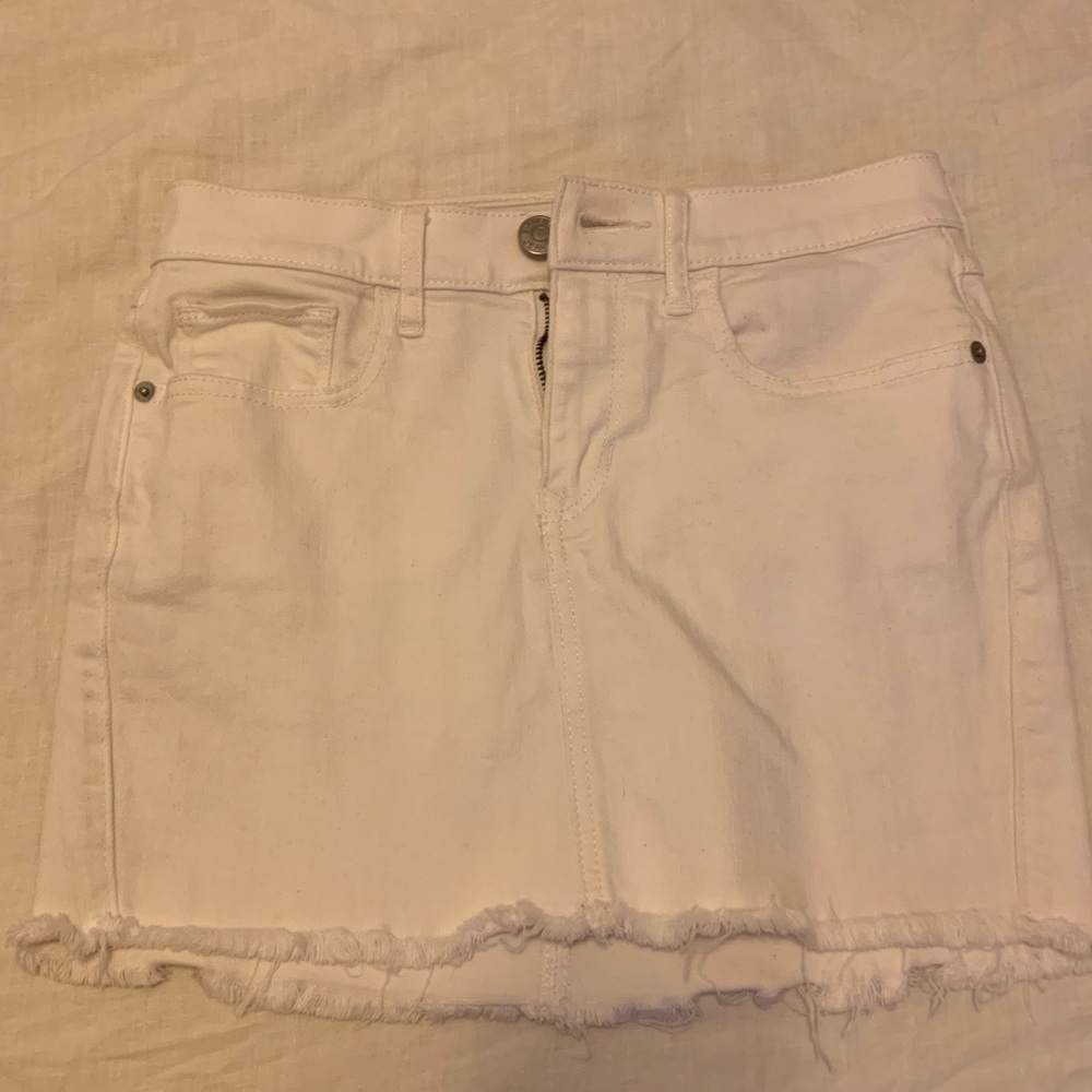 White denim mini skirt